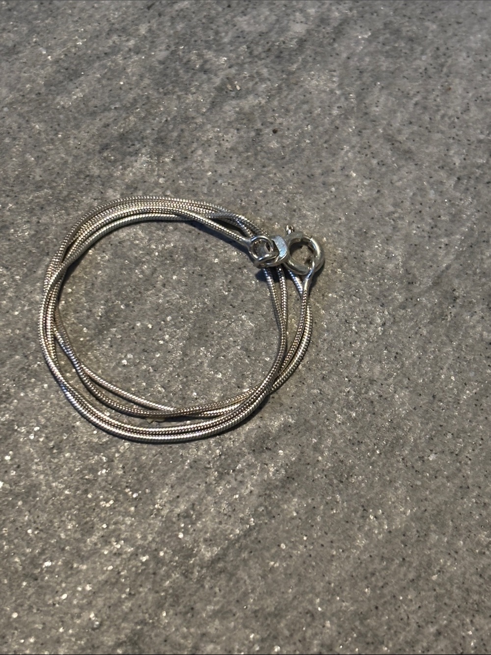 .925 Sterling Silver Thin Snake Chain Necklace 16” vintage
